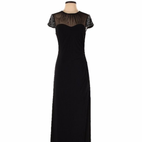 Vince Camuto Illusion Neckline Long Cocktail Dress. Sz 4. - Picture 1 of 4